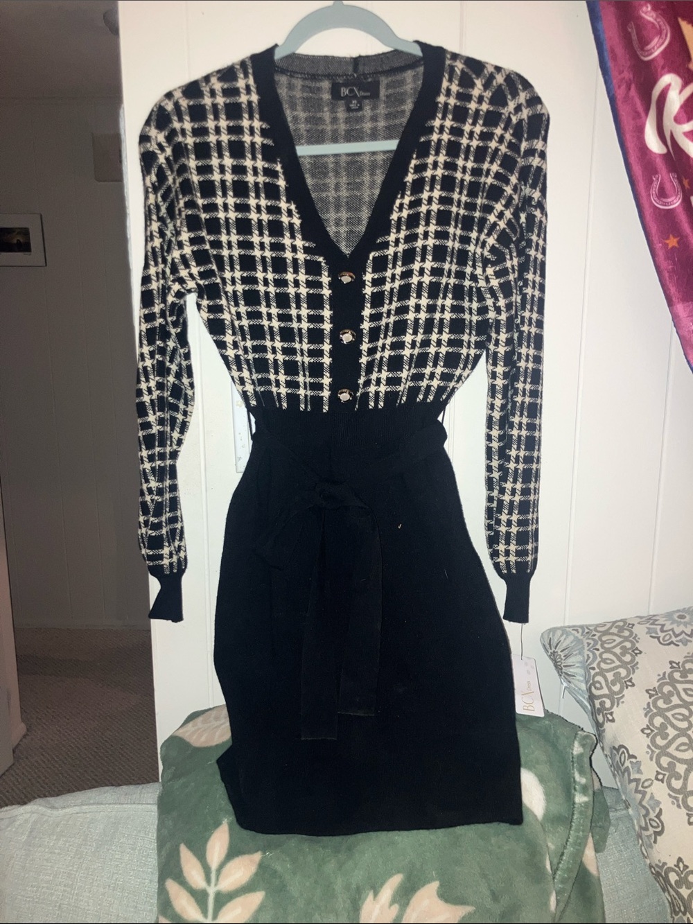 Cozy soft black & white sweater dress NWT